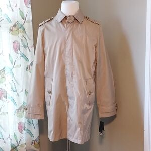 Tommy Hilfiger Tan Men's Size Large Lined Trench Coat Jacket NWT MSRP $195